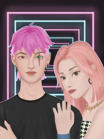 A client's OC with twice's Chaeyoung (Commissioned)